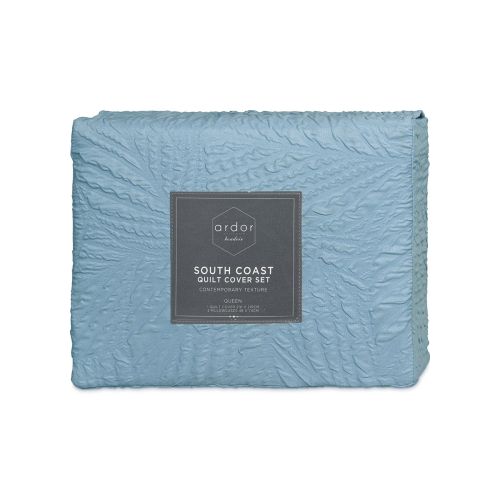 South Coast Pale Blue Embossed Quilt Cover Set by Ardor