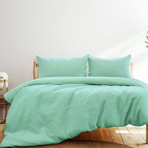 Chateau Aqua Green Light Quilted Embossed Quilt Cover Set by Ardor