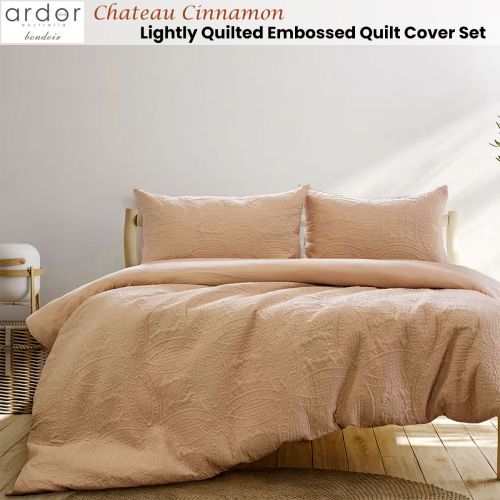 Chateau Cinnamon Light Quilted Embossed Quilt Cover Set by Ardor