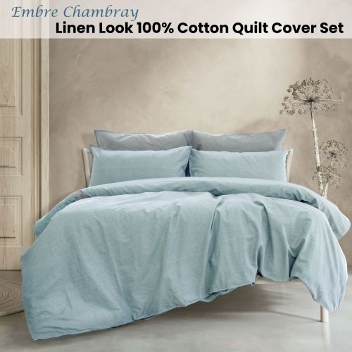 Embre Chambray Linen Look 100% Cotton Quilt Cover Set by Ardor
