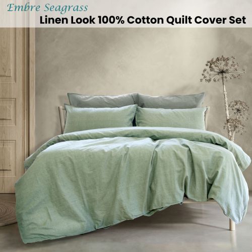 Embre Seagrass Linen Look 100% Cotton Quilt Cover Set by Ardor
