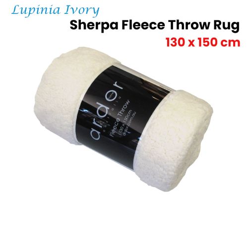Lupinia Ivory Sherpa Fleece Throw Rug 130 x 150cm by Ardor