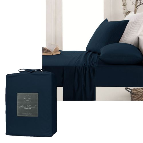 Micro Flannel Sheet Set Navy by Ardor