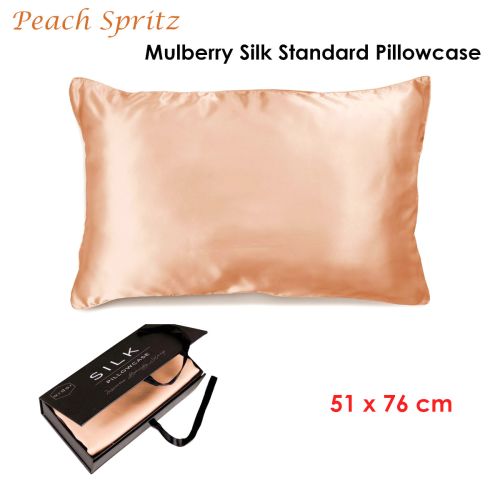 Mulberry Silk Standard Pillowcase Peach Spritz 51 x 76 cm by Ardor