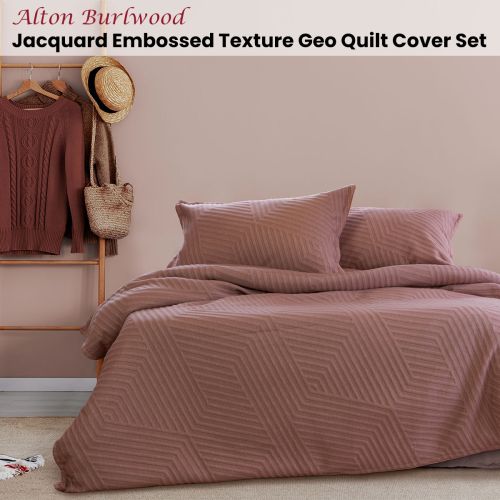 Alton Burlwood Jacquard Embossed Texture Geo Quilt Cover Set by Ardor