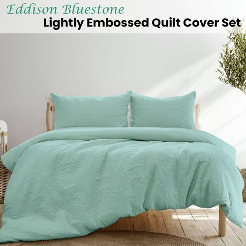Eddison Bluestone Light Quilted Embossed Quilt Cover Set by Ardor