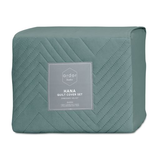 Hana Stormy Sea Embossed Velvet Quilted Quilt Cover Set by Ardor