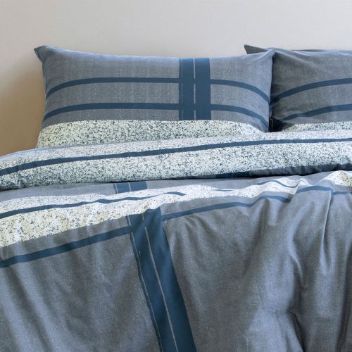 Mateo Navy Polyester Cotton Quilt Cover Set by Ardor