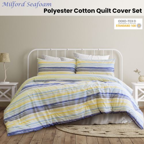Milford Seafoam Polyester Cotton Quilt Cover Set by Ardor