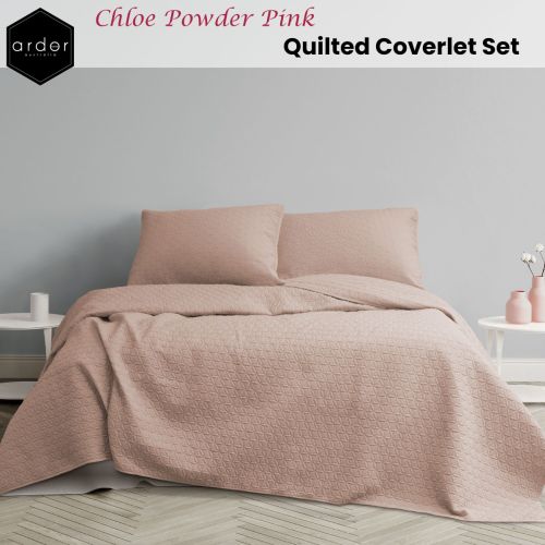 Chloe Powder Pink 3 Pcs Quilted Coverlet Set Queen/King by Ardor