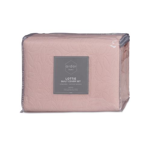 Lottie Blush Pinsonic Embossed Quilt Cover Set by Ardor