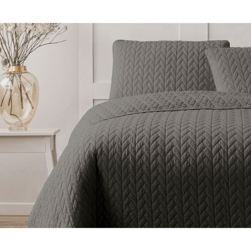 Maya Charcoal Quilted Quilt Cover Set by Ardor