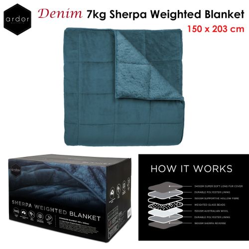 Denim 7kg Sherpa Weighted Blanket 150 x 203 cm by Ardor