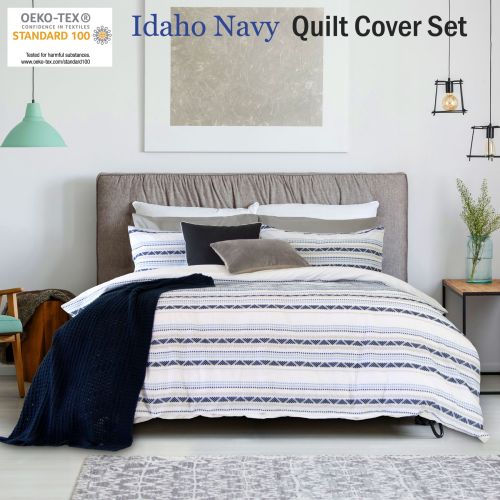 Idaho Navy Yarn Dyed Quilt Cover Set by Ardor