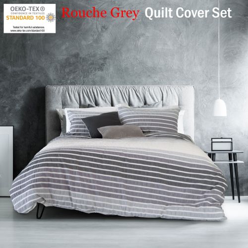 Rouche Grey Yarn Dyed Seersucker Quilt Cover Set by Ardor