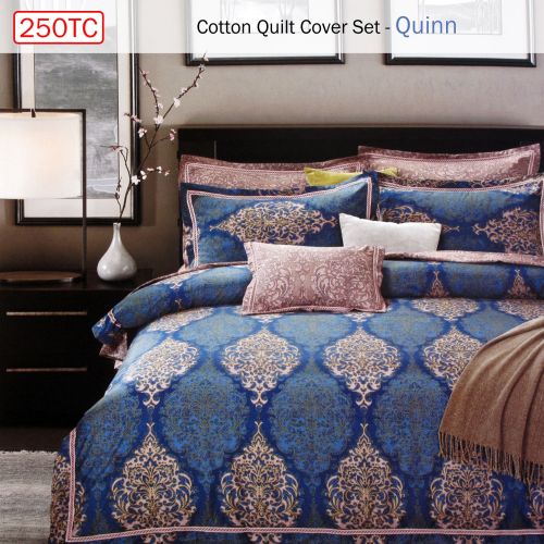 250TC Cotton Quilt Cover Set Quinn