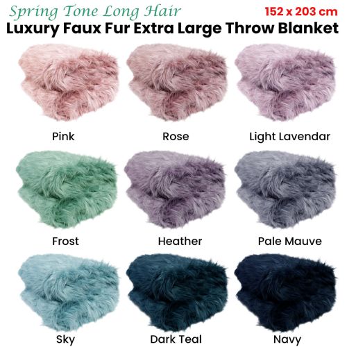 Spring Tone Luxury Faux Fur Long Hair Extra Large Throw Blanket 152 x 203 cm