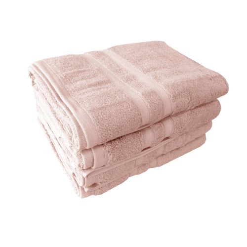 Set of 4 Melissa 100% Cotton Bath Towels Coral 70 x 140 cm