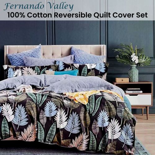 Fernando Valley 100% Cotton Reversible Quilt Cover Set