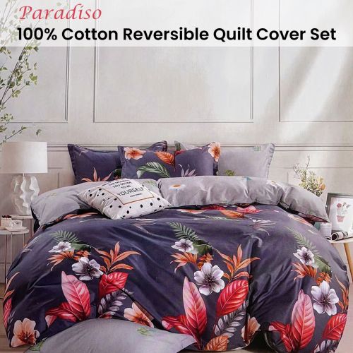 Paradiso 100% Cotton Reversible Quilt Cover Set