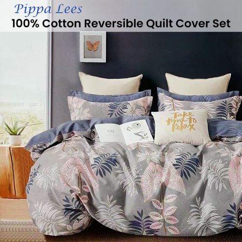 Pippa Lees 100% Cotton Reversible Quilt Cover Set