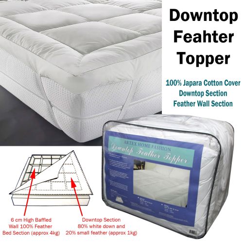 Dual Layer - Top 80% White Down / Back 100% Feather Mattress Topper by Artex