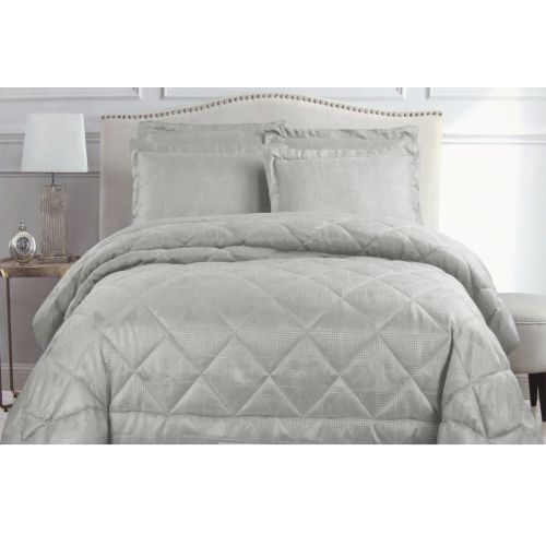 3 Piece Eli Jacquard Comforter Set Silver by Hotel Living