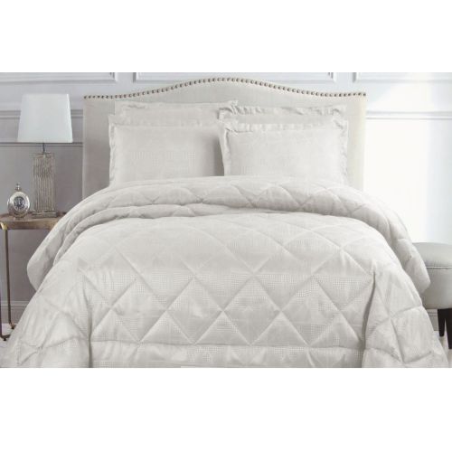 3 Piece Eli Jacquard Comforter Set White by Hotel Living