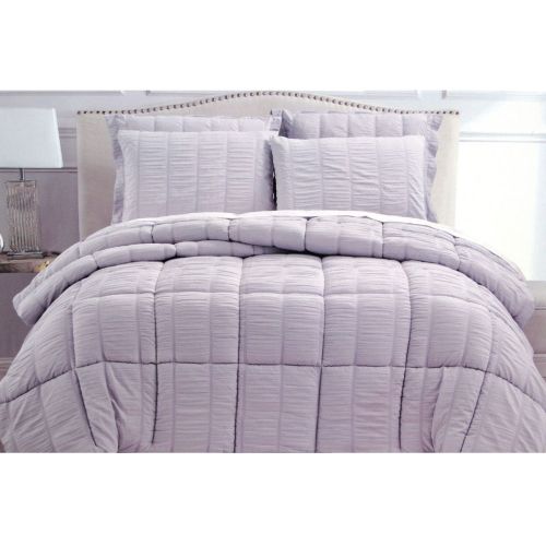 3 Piece Seersucker Comforter Set Lilac by Hotel Living