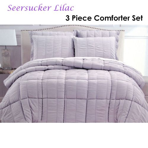 3 Piece Seersucker Comforter Set Lilac by Hotel Living