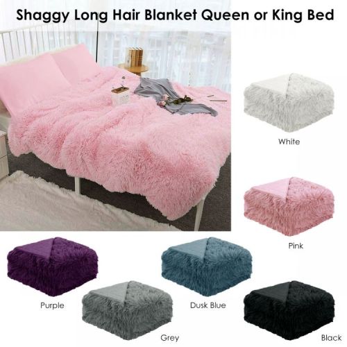 Luxury Soft Shaggy Long Hair Blanket Queen or King by Hotel Living