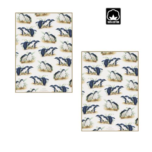Set of 2 Birds of Australia Kitchen Tea Towels Penguin 50 x 70 cm