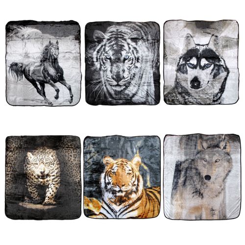 400gsm Soft 3D Animal Print Faux Mink Blanket Queen 200x240 cm