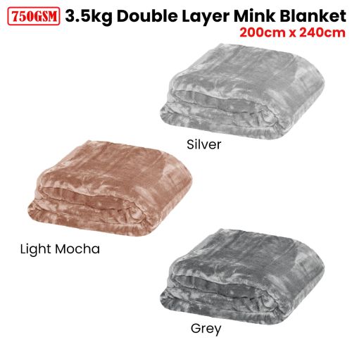 750gsm 3.5kg Double Layer Faux Mink Blanket Queen 200x240 cm