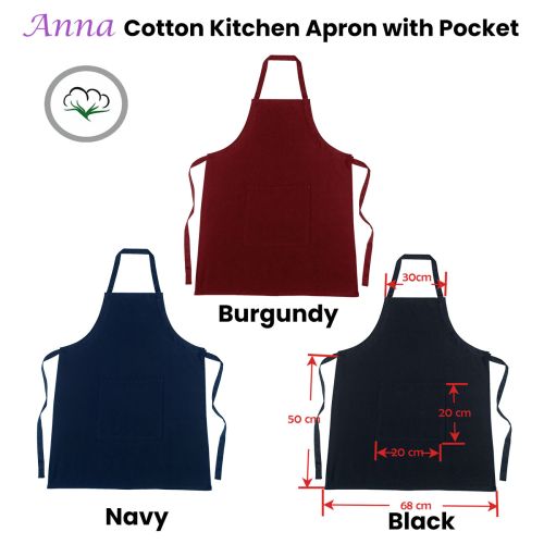 Assorted Anna Cotton Standard Apron with Pocket
