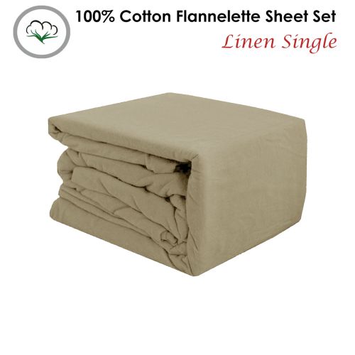 100% Cotton Flannelette Sheet Set Linen Single