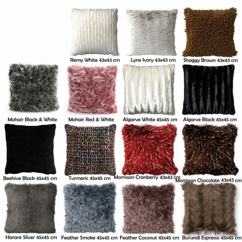 Assorted Fluffy Faux Fur Square Filled Cushion