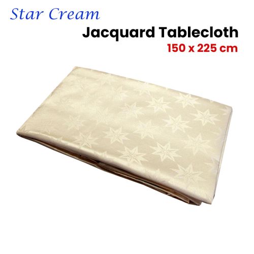 Star Cream Jacquard Tablecloth 150 x 225 cm