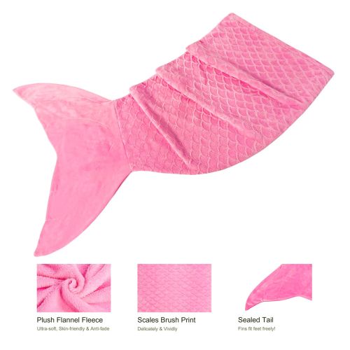 Mermaid Tail Pink Soft Blanket Throw 63 x 152 cm