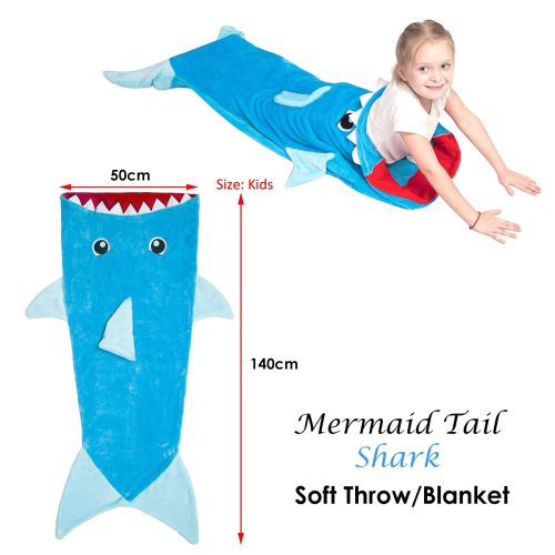 Mermaid Tail Shark Soft Blanket Throw 50 x 140 cm