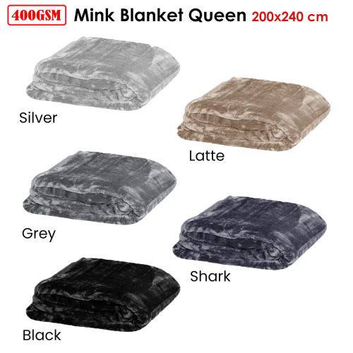 400gsm Soft Plain Faux Mink Blanket Queen 200x240 cm