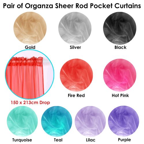 Pair of Rod Pocket Organza Sheer Curtains 150 x 213 cm