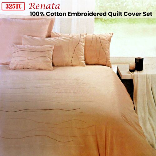 Renata 325TC 100% Cotton Embroidered Quilt Cover Set Queen by Metropolitan