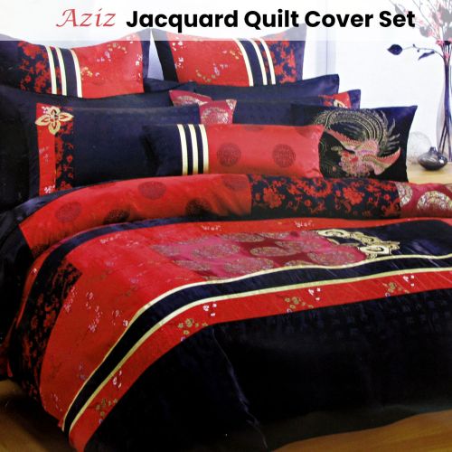 Aziz Jacquard Oriental Quilt Cover Set Double by Deco