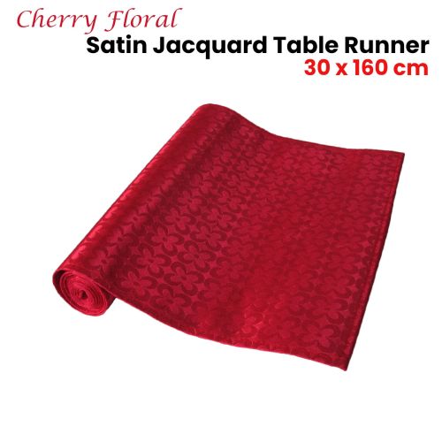 Cherry Floral Satin Jacquard Table Runner 30 x 160cm