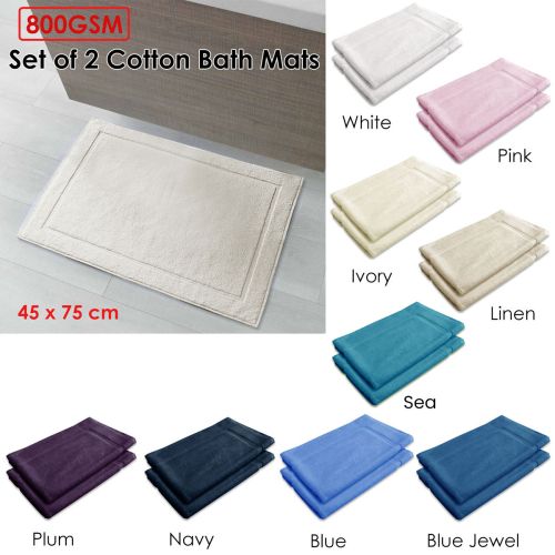 800GSM Set of 2 Cotton Bath Mat 45 x 75 cm