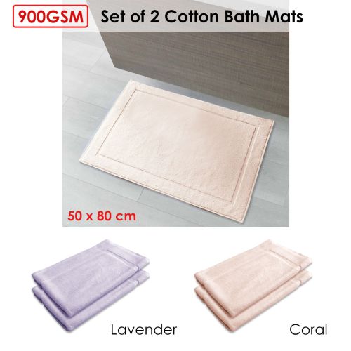 900GSM Set of 2 Cotton Bath Mat 50 x 80 cm