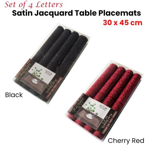 Set of 4 Jacquard Satin Letters Table Placemats 30 x 45cm by Choice