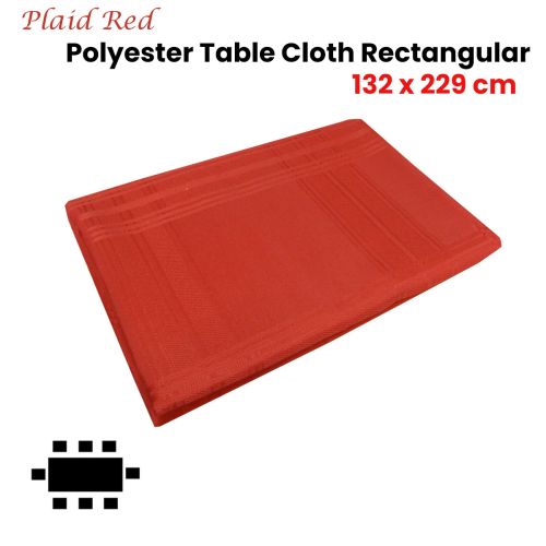 Plaid Red Polyester Table Cloth 132 x 229cm