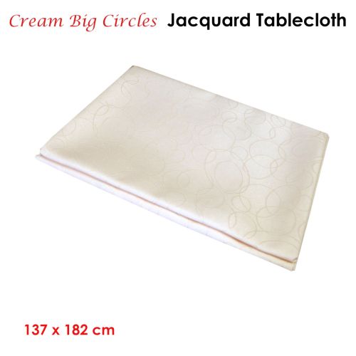 Cream Big Circles Jacquard Tablecloth 137 x 182 cm